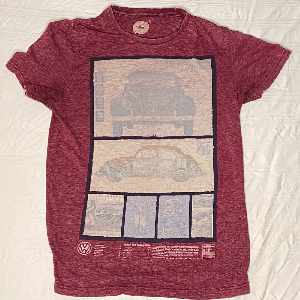 NEXT Men's Volkswagen Beatle Graphic Red Crew Neck T-shirt, Small